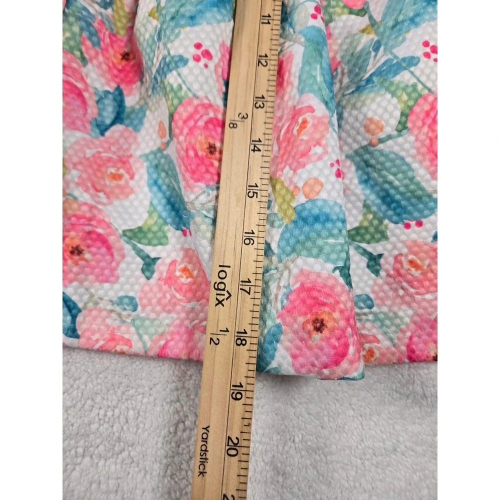 Bonnie Baby Floral Rose Dress Pink Teal Waffle Knit Bow 24 month  L